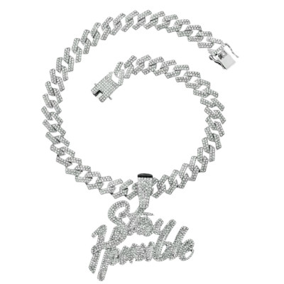 Collier en maillon cubain + pendentif Stay Humble