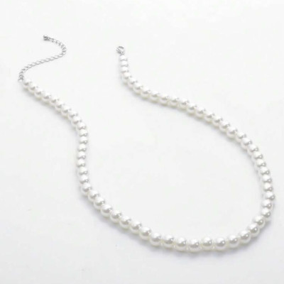 Collier de perles minimaliste couleur blanche unisexe