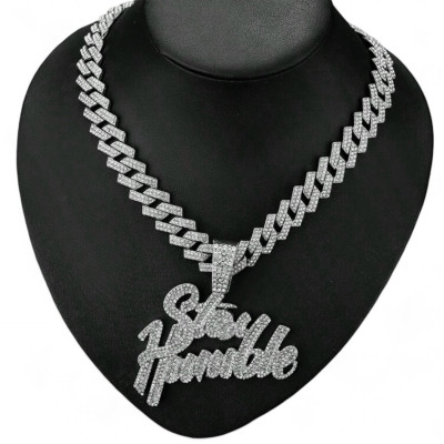 Collier en maillon cubain + pendentif Stay Humble