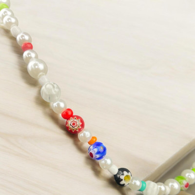 Collier de perles multicolore unisexe